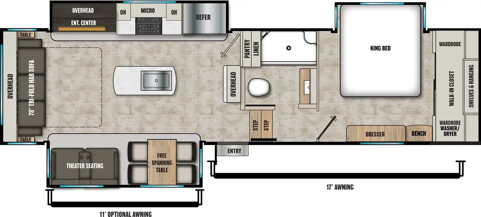 Floorplan diagram for 2026 Coachmen Brookstone 290RL