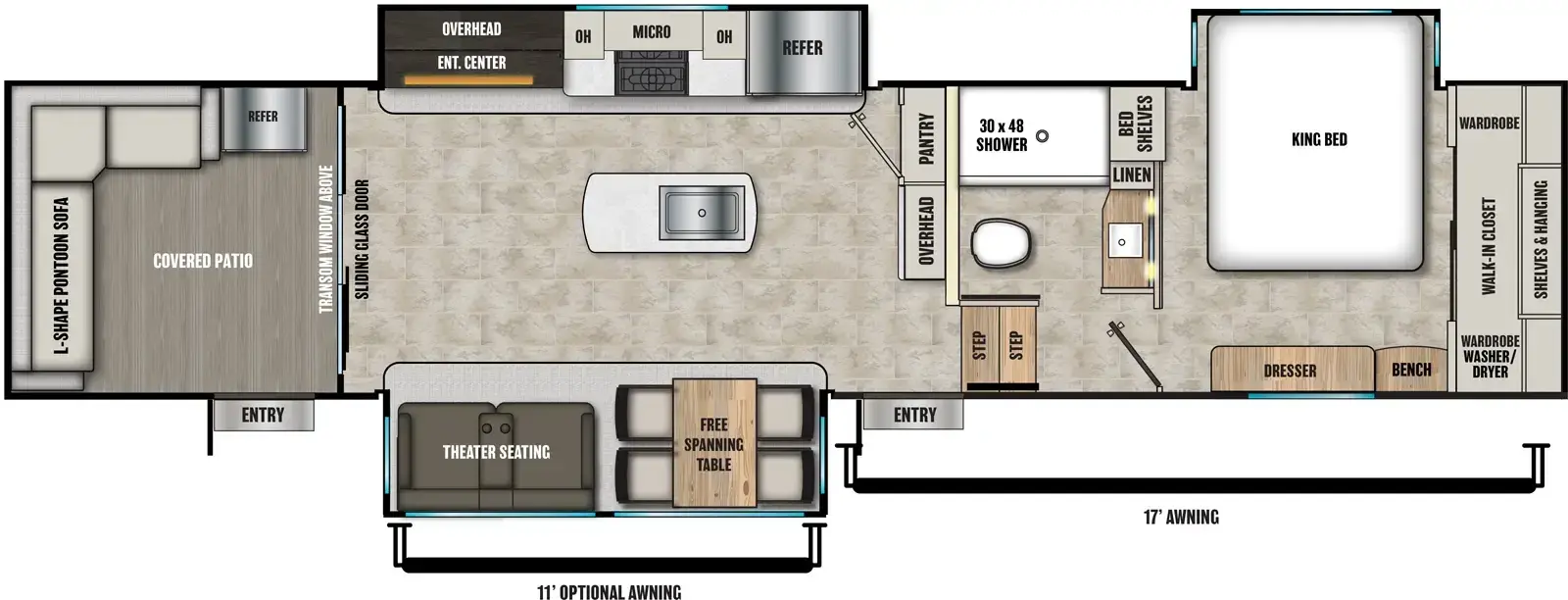 Floorplan diagram for 2026 Coachmen Brookstone 318RLL