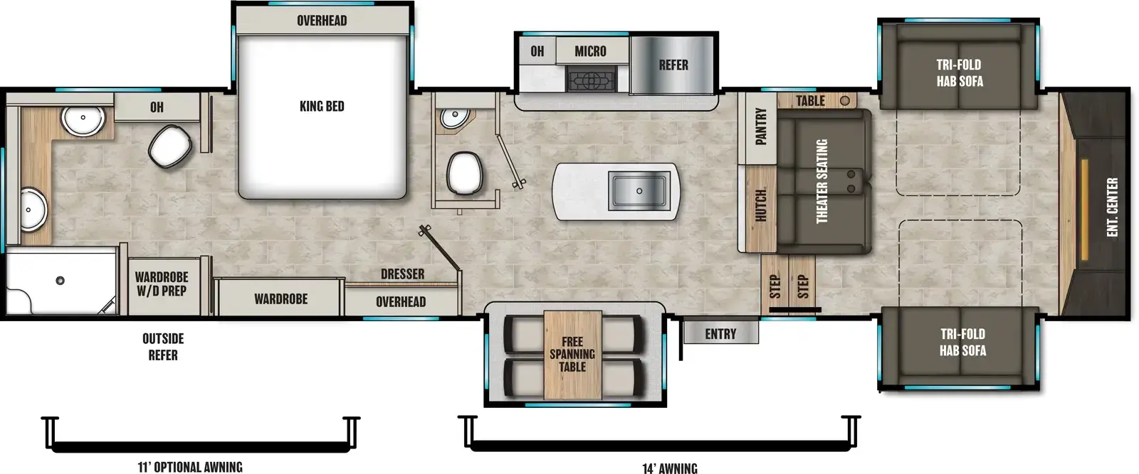 Floorplan diagram for 2026 Coachmen Brookstone 344FL