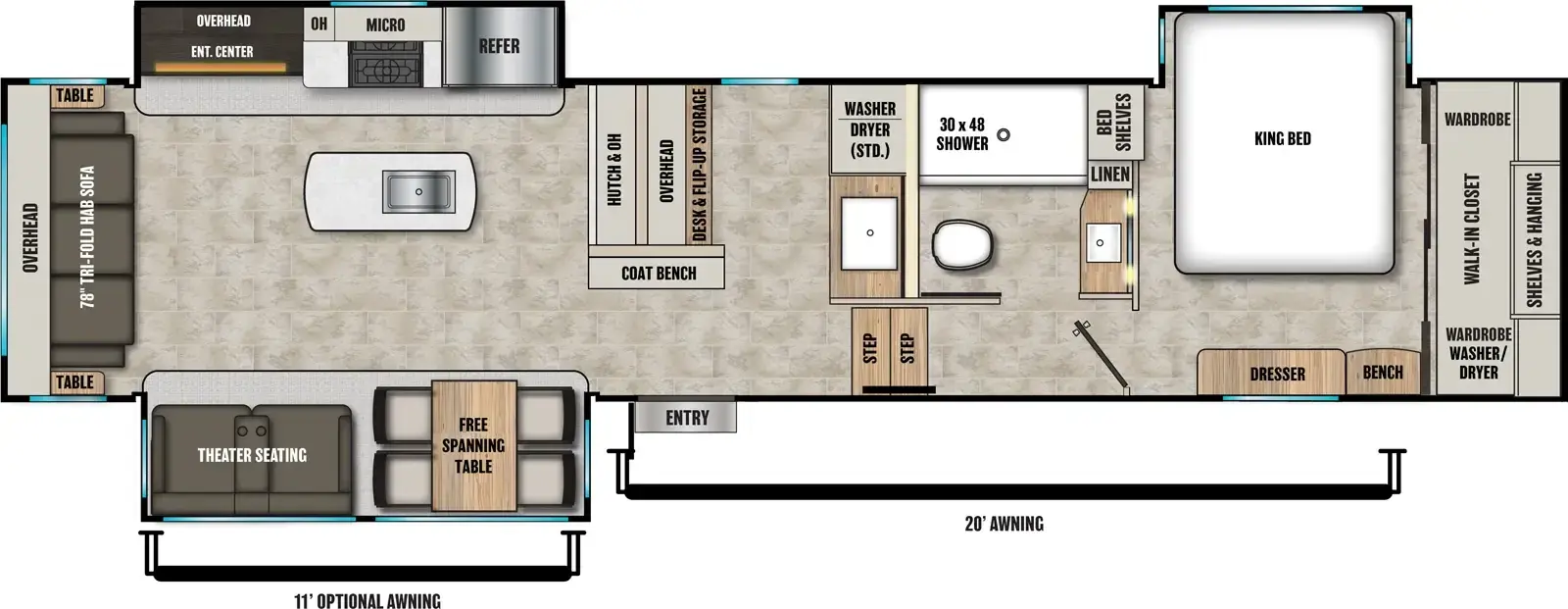 Floorplan diagram for 2026 Coachmen Brookstone 370RLLO
