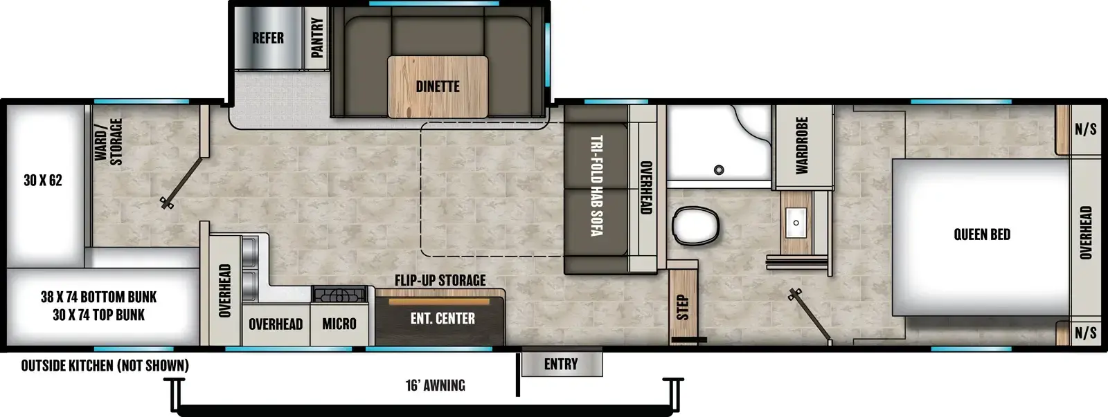 Floorplan diagram for 2026 Coachmen Chaparral 274BH