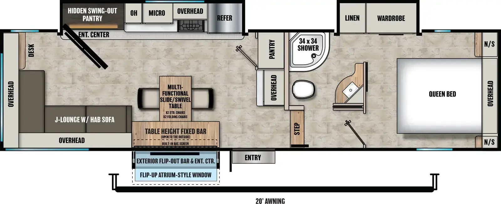 Floorplan diagram for 2026 Coachmen Chaparral 27BAR