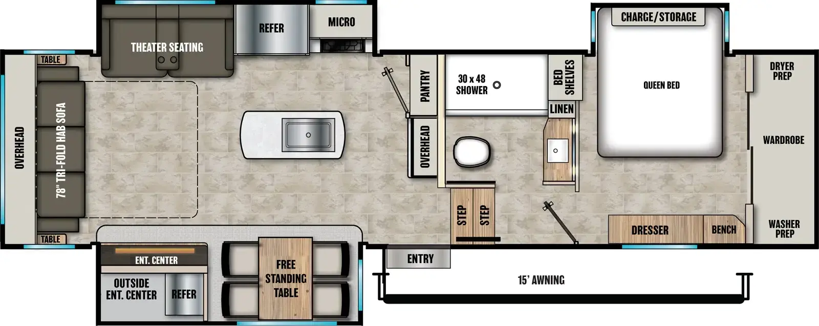 Floorplan diagram for 2026 Coachmen Chaparral 298RLS