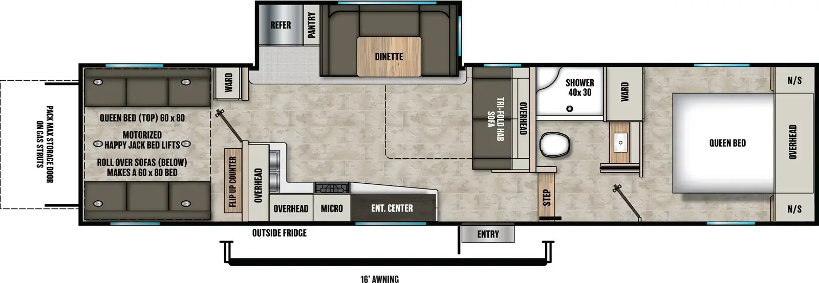 Floorplan diagram for 2026 Coachmen Chaparral 31BH