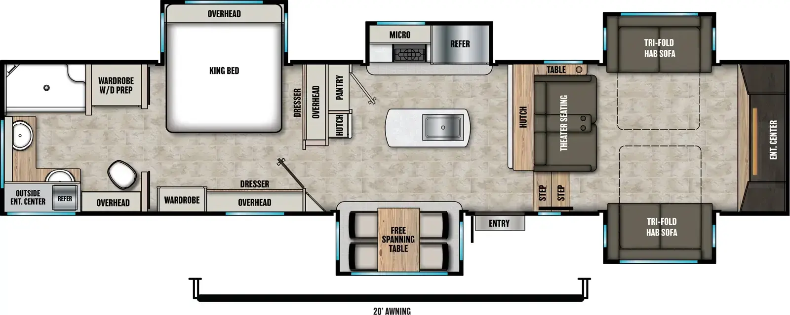 Floorplan diagram for 2026 Coachmen Chaparral 334FL