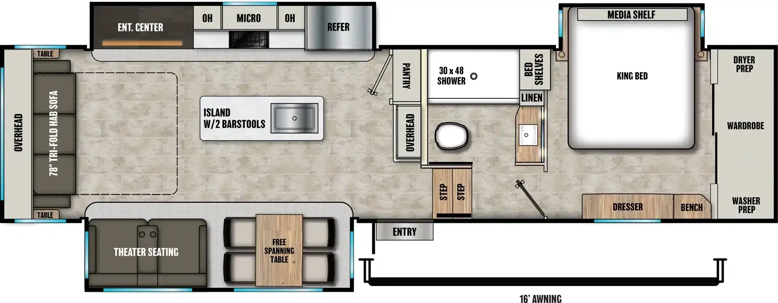 Floorplan diagram for 2026 Coachmen Chaparral 336TSIK