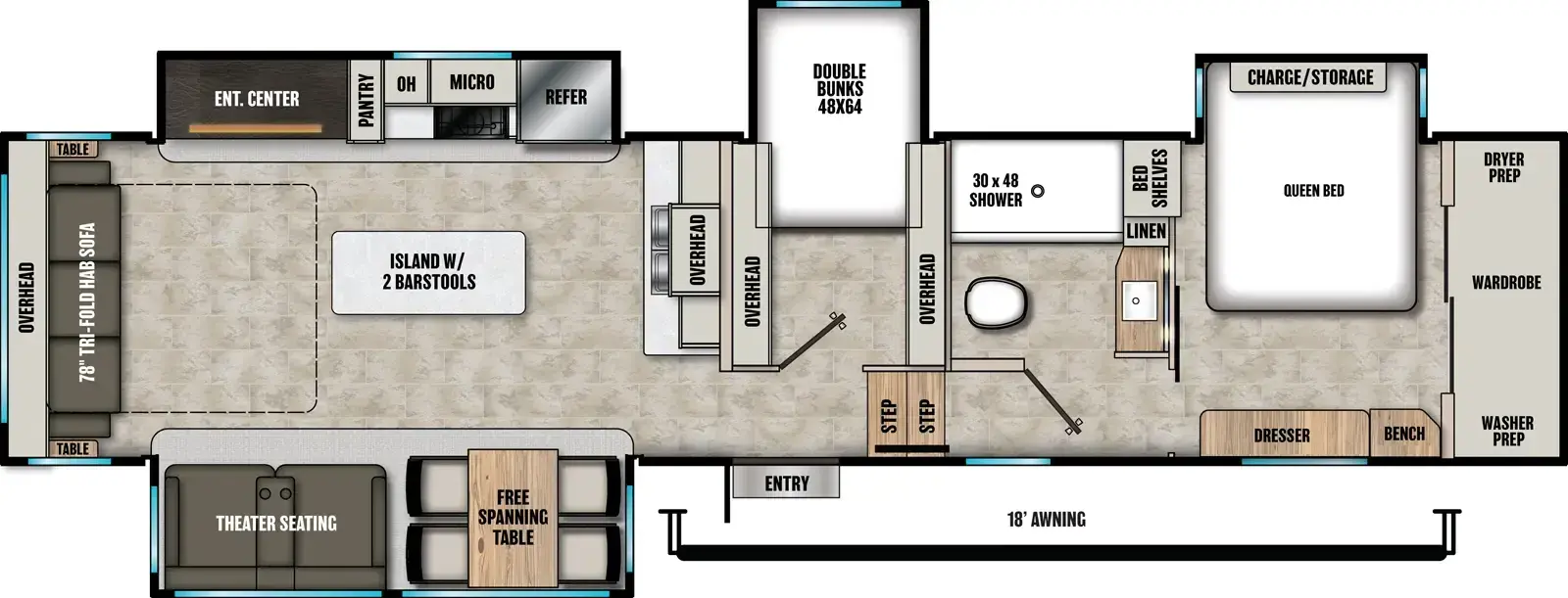 Floorplan diagram for 2026 Coachmen Chaparral 360IBL