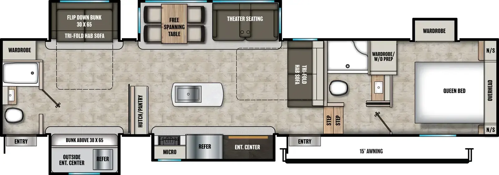 Floorplan diagram for 2026 Coachmen Chaparral 367BH