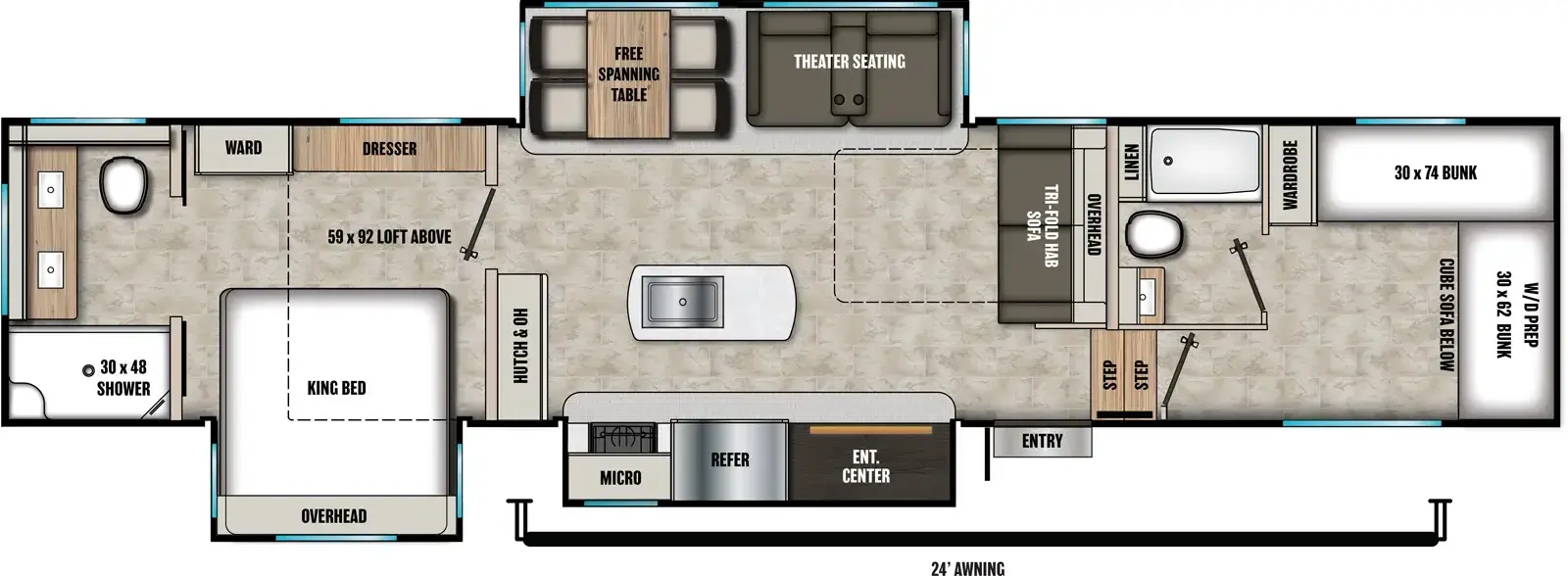 Floorplan diagram for 2026 Coachmen Chaparral 375BAF
