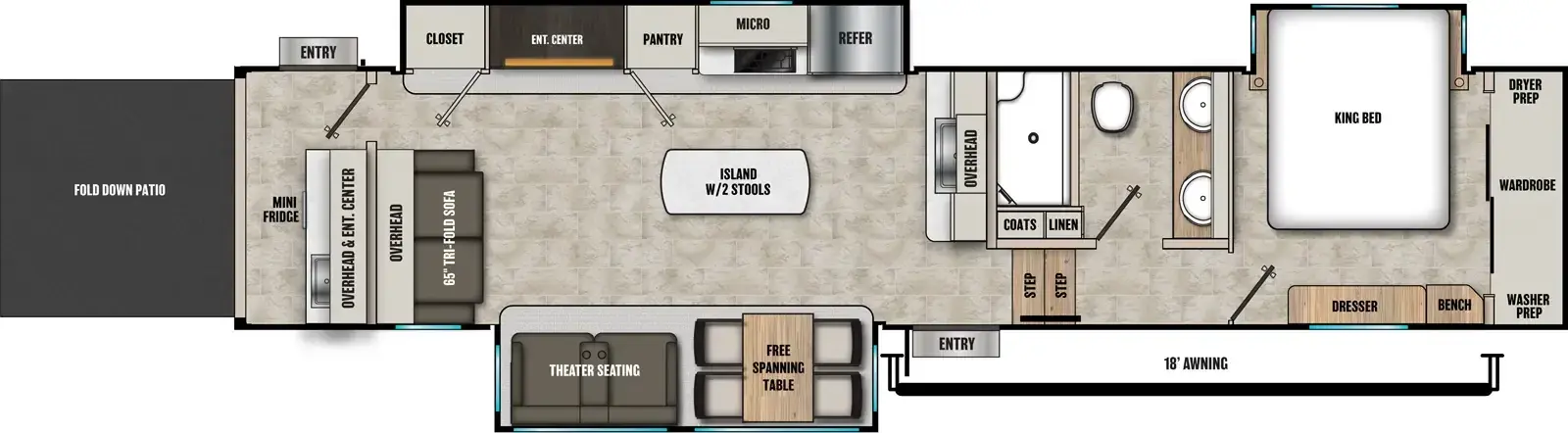 Floorplan diagram for 2026 Coachmen Chaparral 389DEK