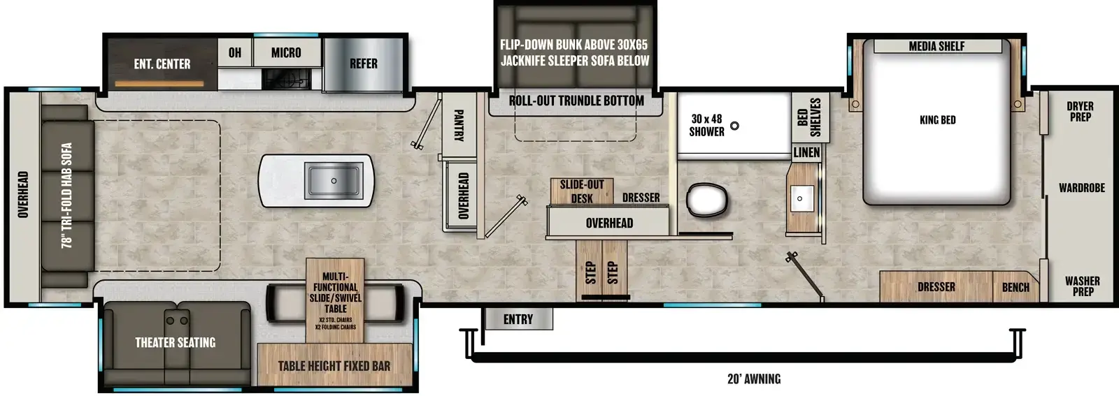Floorplan diagram for 2026 Coachmen Chaparral 391MBH