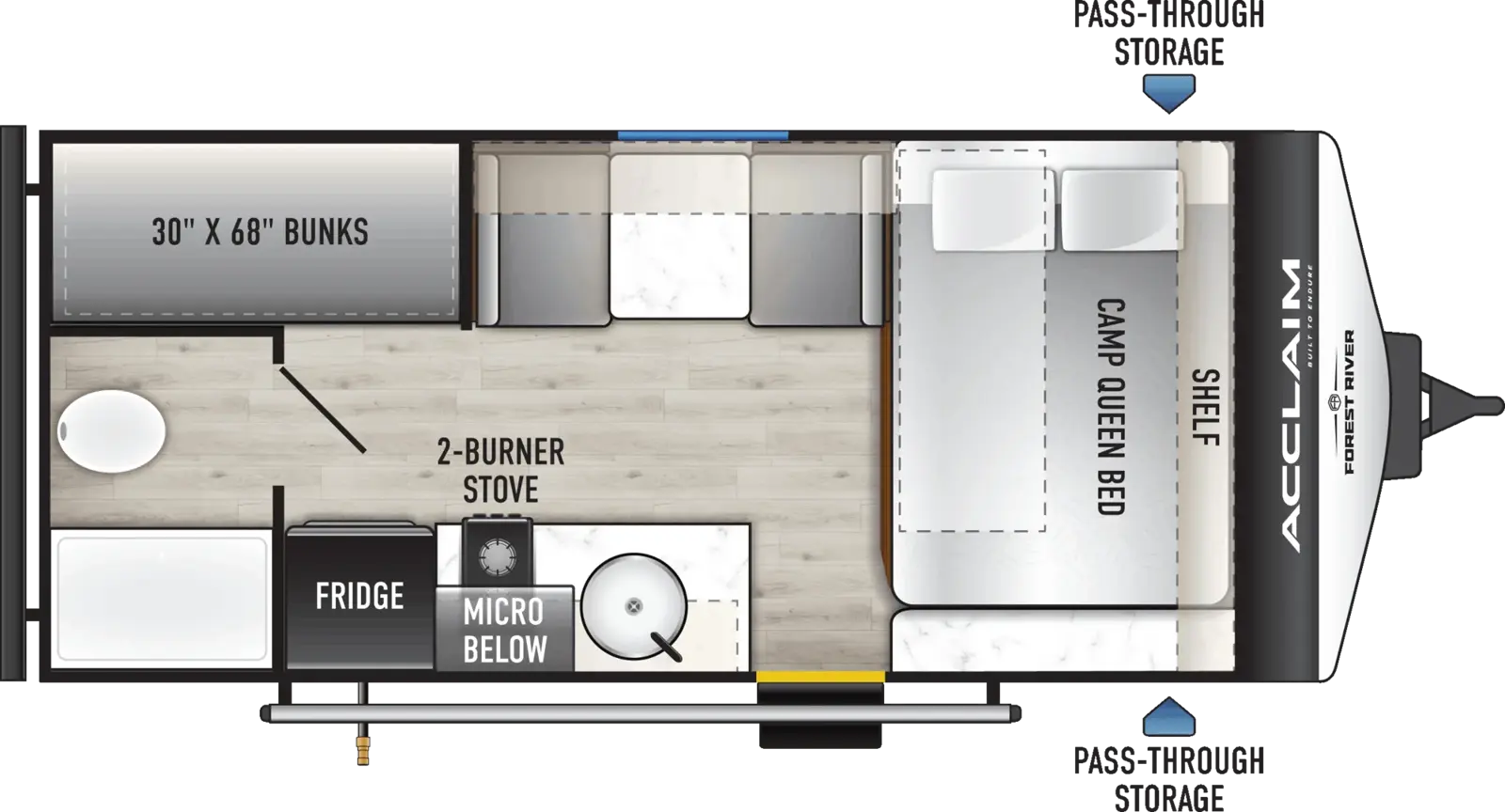 Floorplan diagram for 2027 East to West Acclaim 16BH