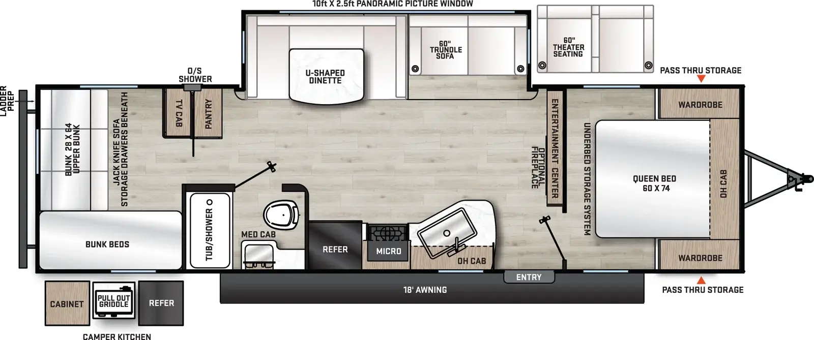 Floorplan diagram for 2026 Aurora 29QBS