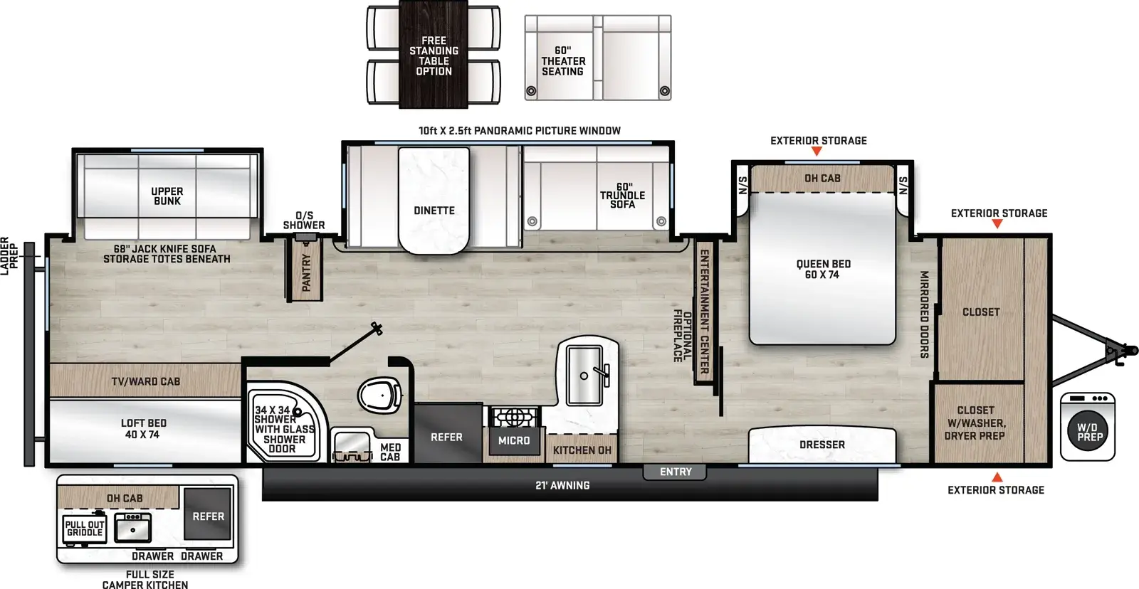 Floorplan diagram for 2026 Aurora 34BHTS