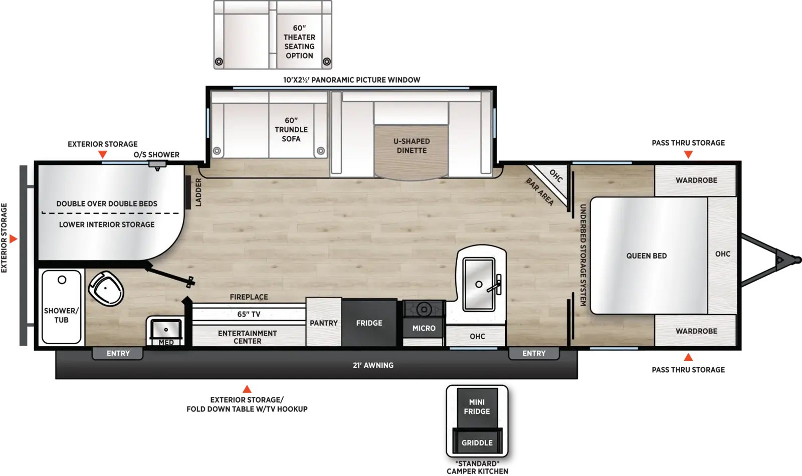 Floorplan diagram for 2027 Aurora 27DBH