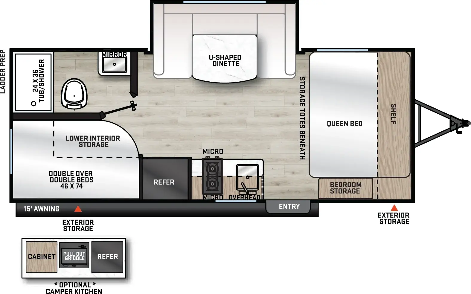 Floorplan diagram for 2026 Aurora Light 18BHSX