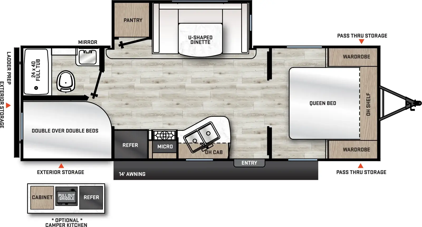 Floorplan diagram for 2026 Aurora Light 23BHS