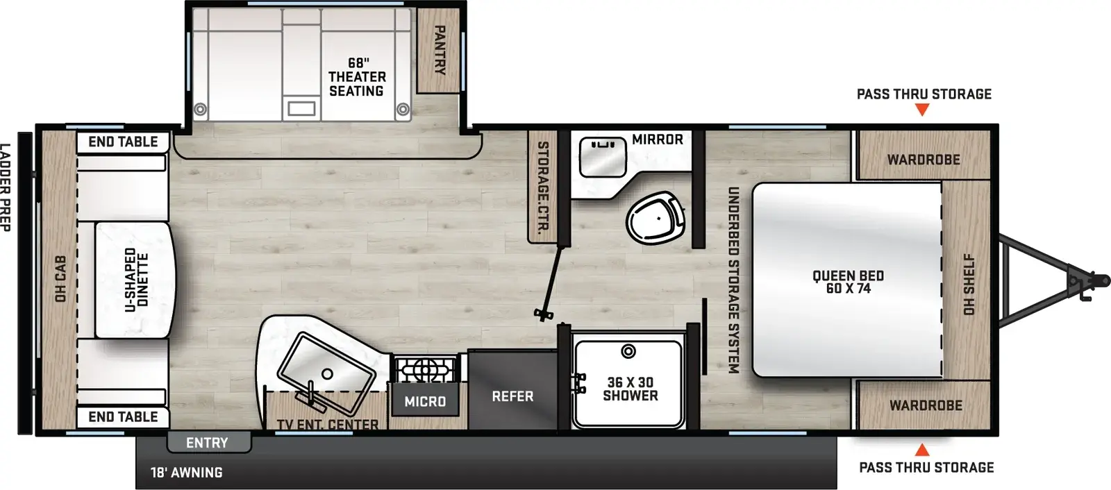Floorplan diagram for 2026 Aurora Light 23MKS