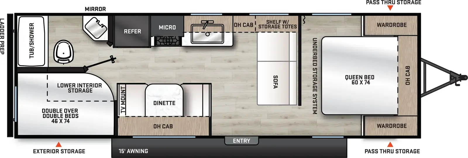Floorplan diagram for 2026 Aurora Light 26BH