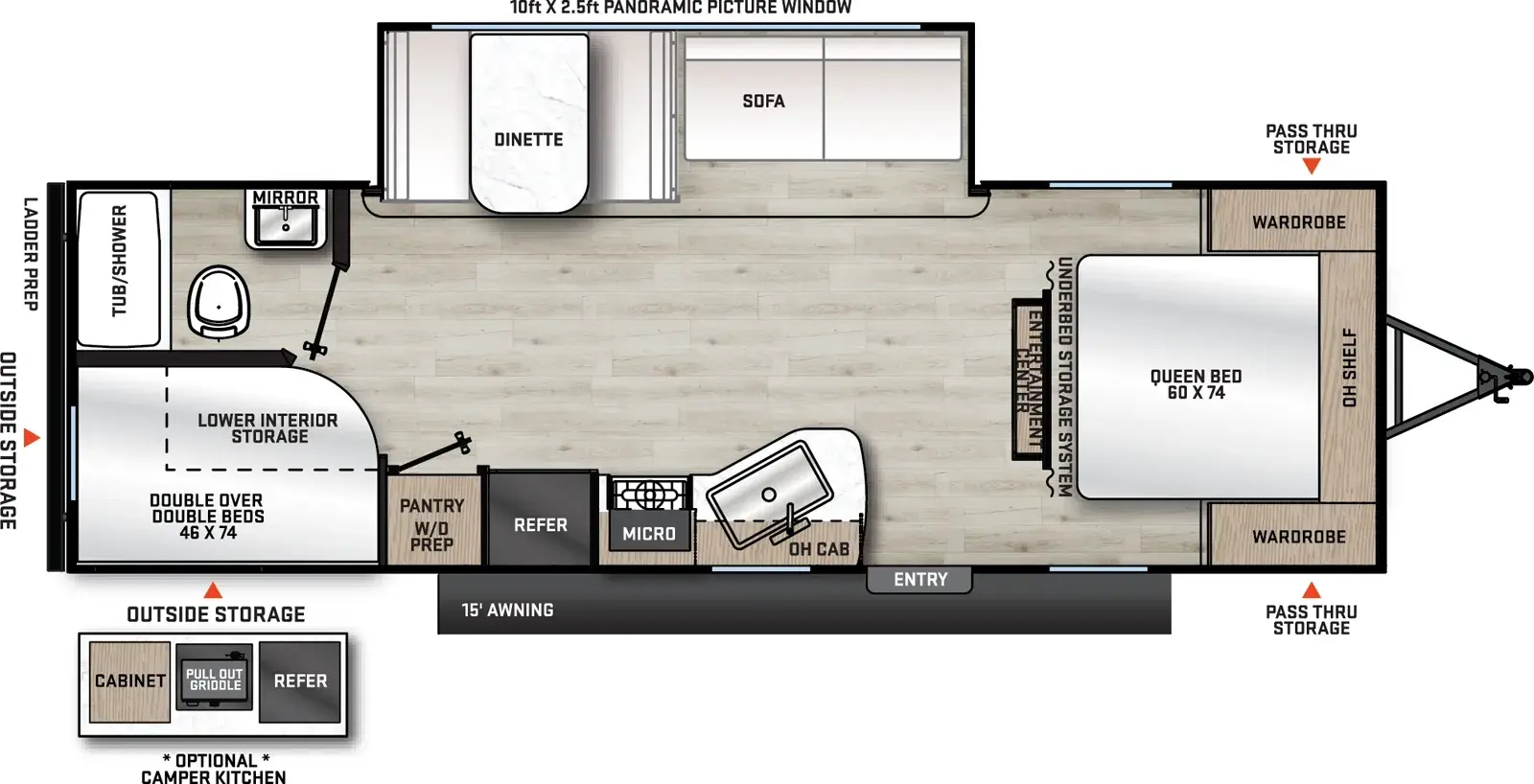 Floorplan diagram for 2026 Aurora Light 26BHS