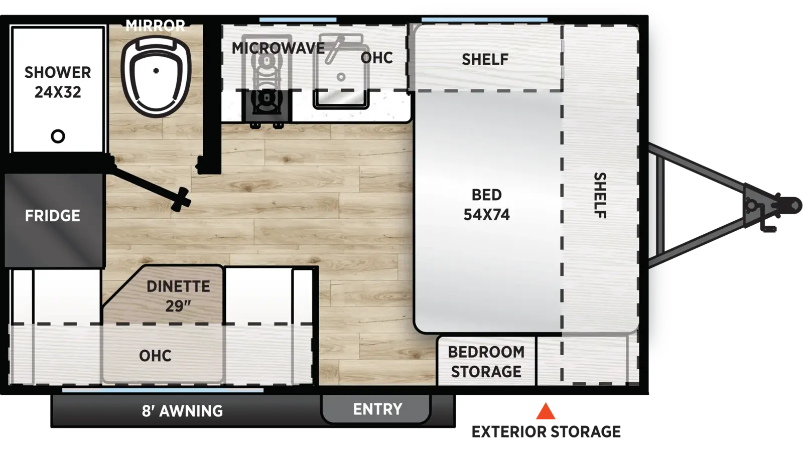 Floorplan diagram for 2027 Aurora Light 13RDX
