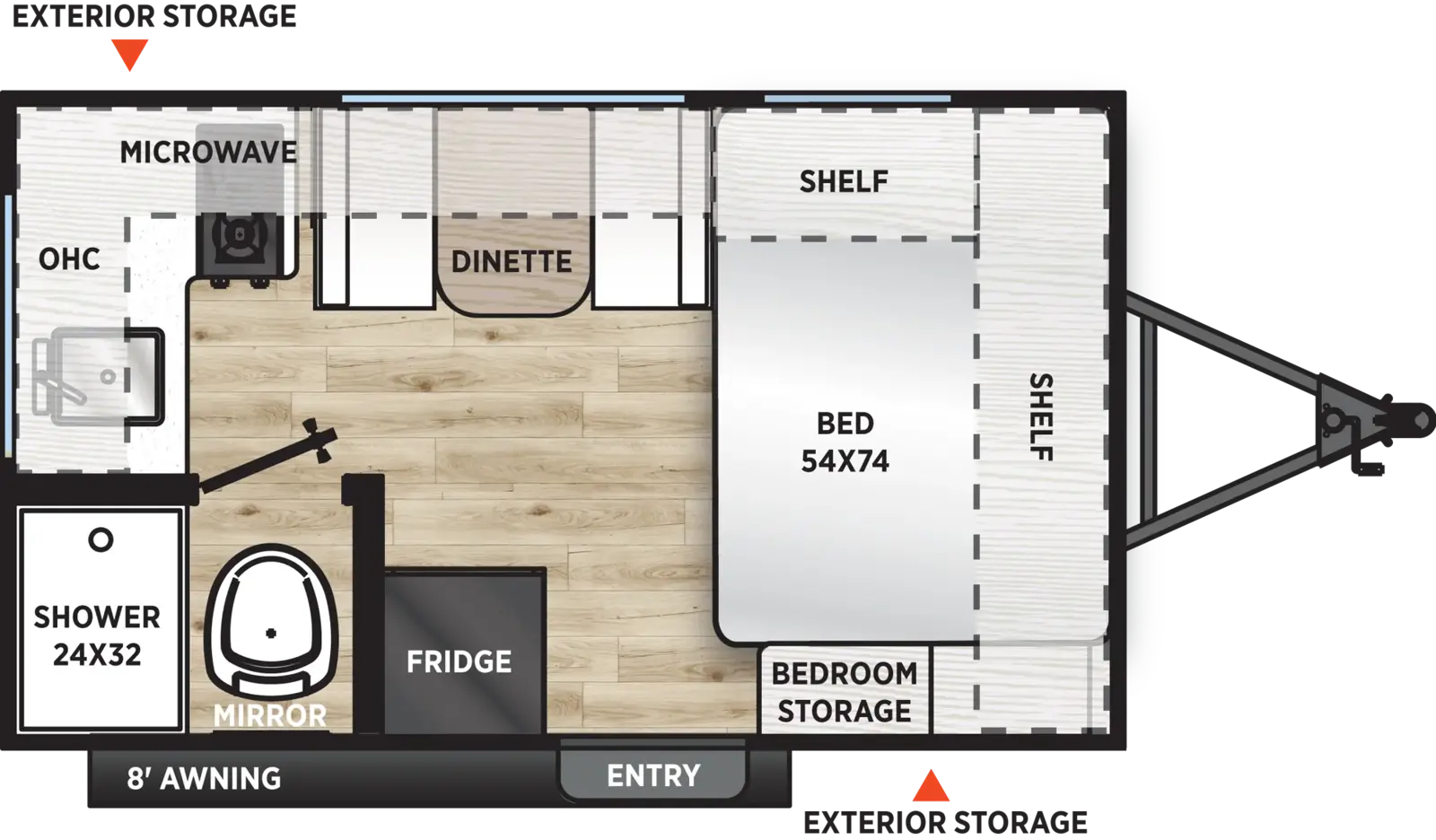 Floorplan diagram for 2027 Aurora Light 13RKX