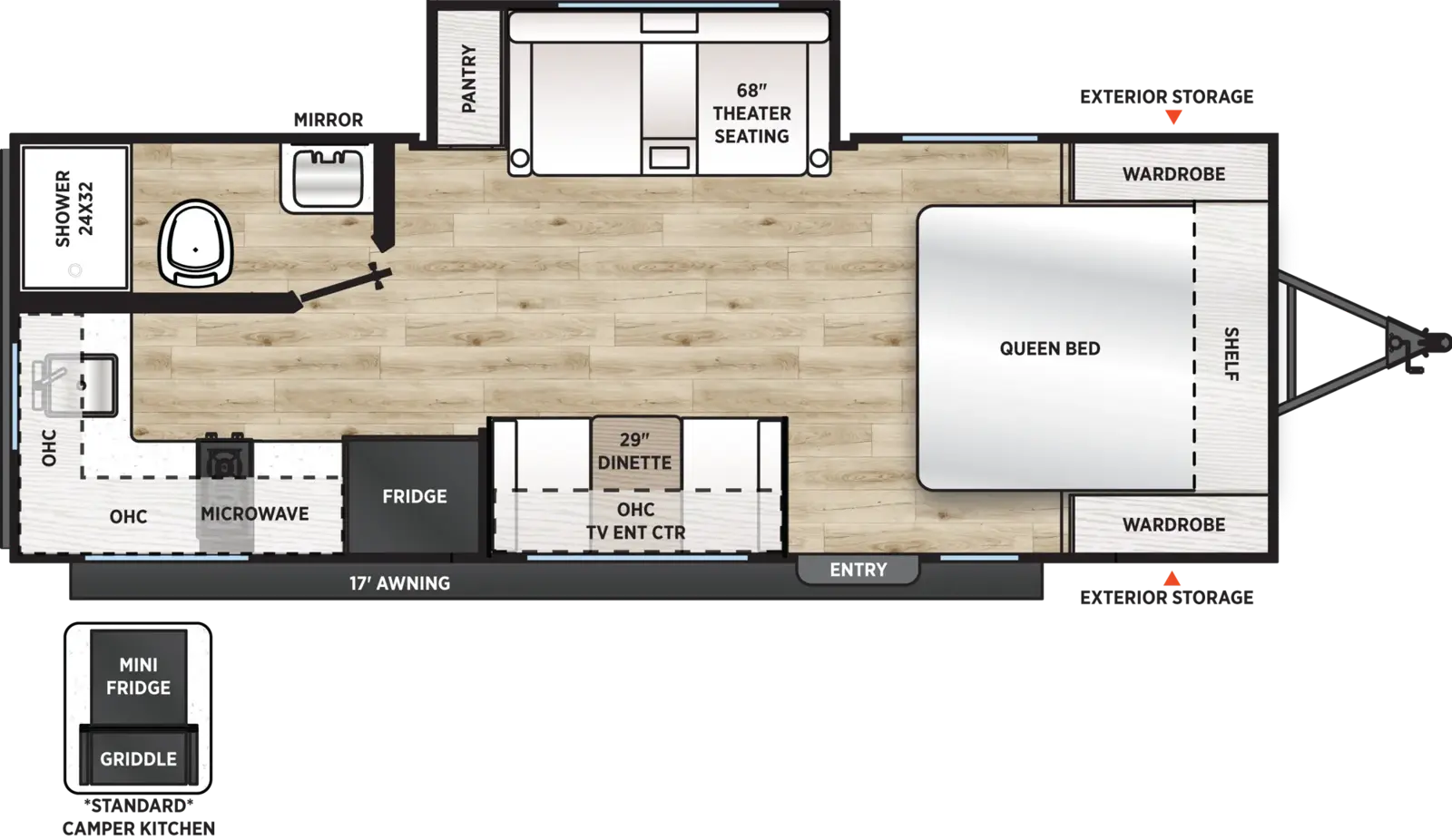 Floorplan diagram for 2027 Aurora Light 19RBS