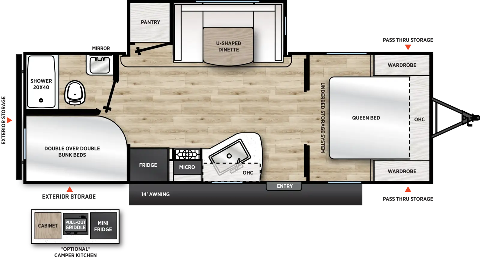Floorplan diagram for 2027 Aurora Light 23BHS