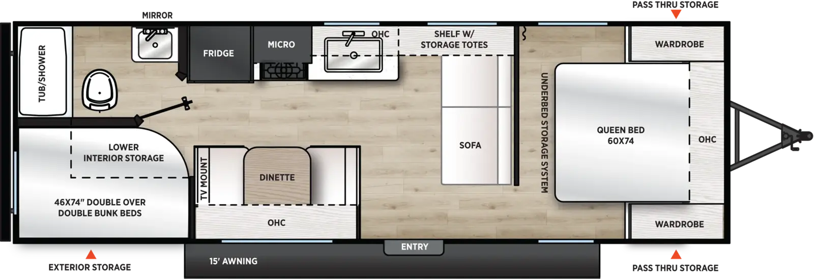 Floorplan diagram for 2027 Aurora Light 26BH