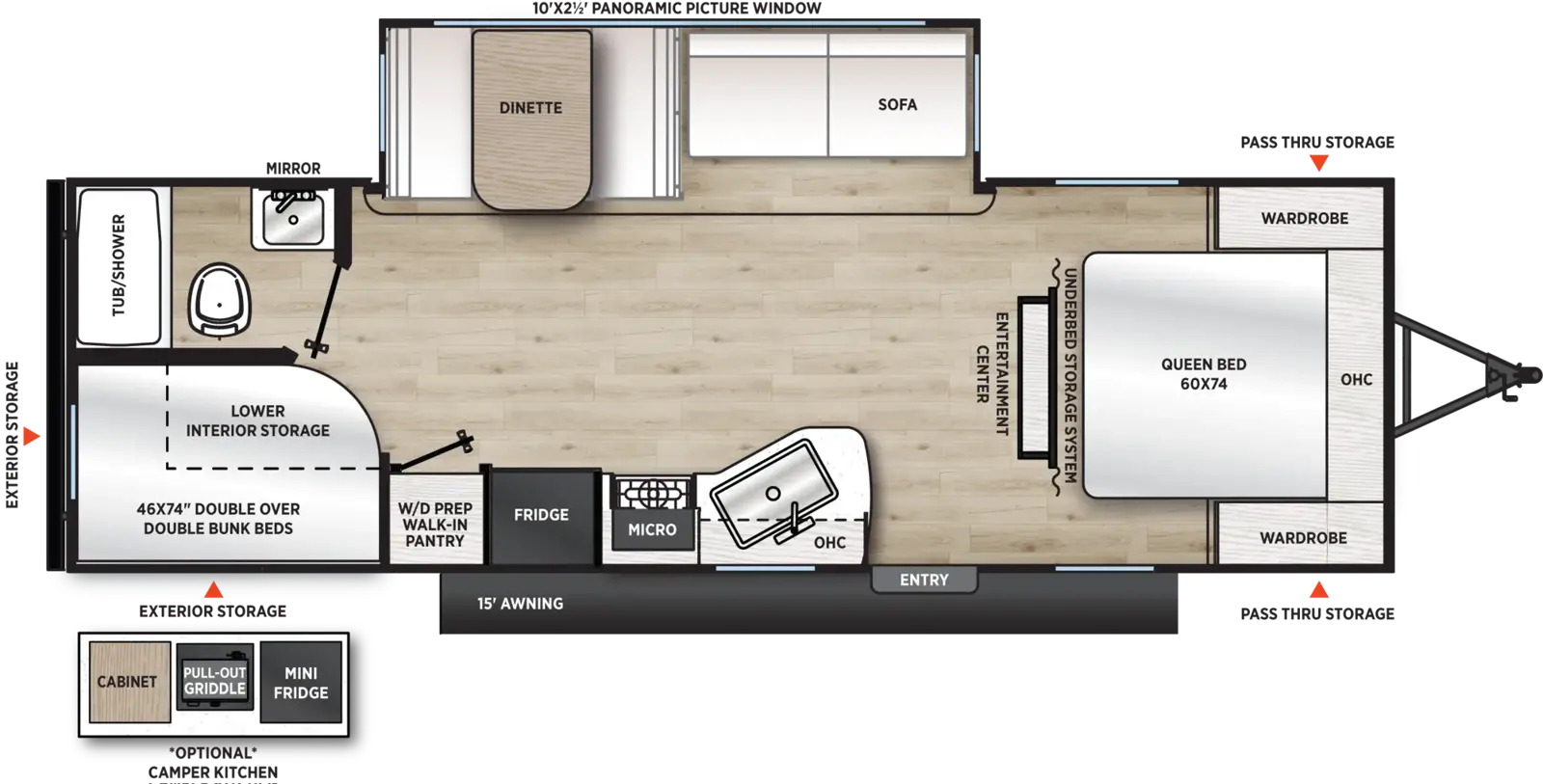 Floorplan diagram for 2027 Aurora Light 26BHS