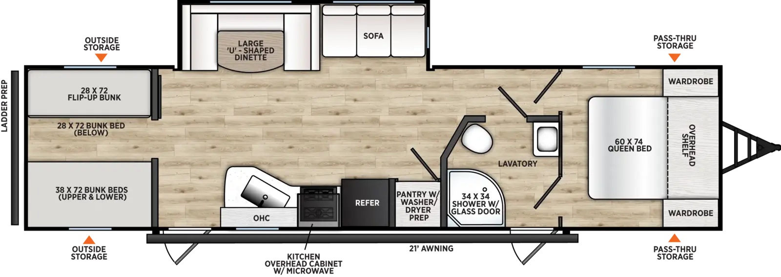 Floorplan diagram for 2027 Aurora Light 28QBUNK