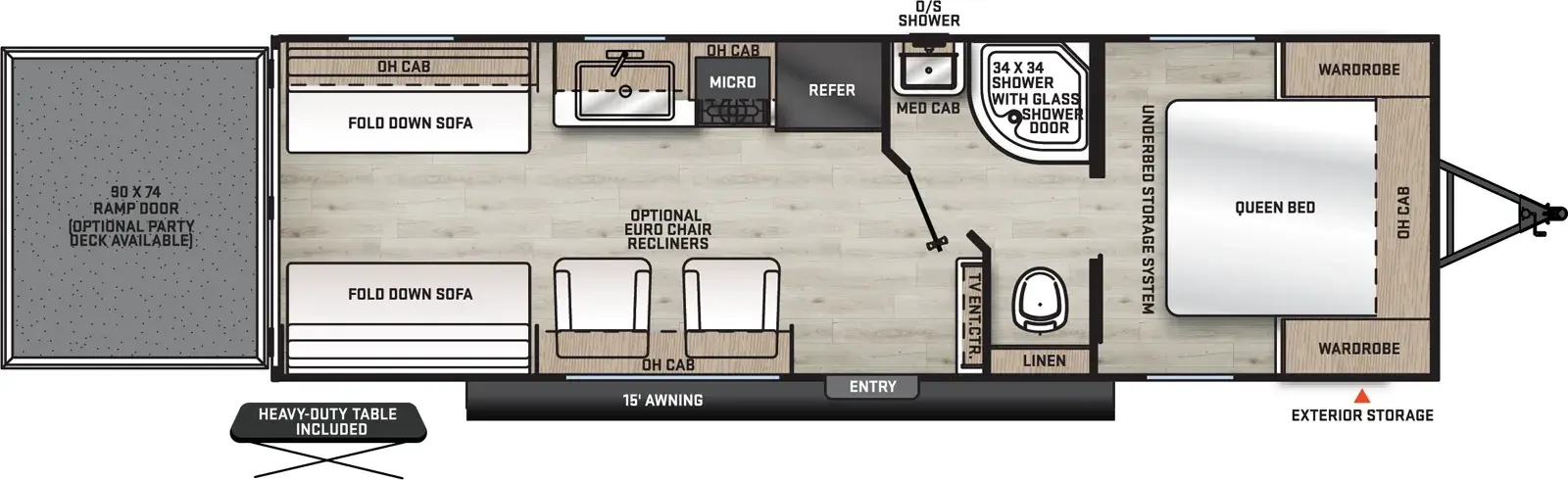 Floorplan diagram for 2026 Aurora Toy Haulers 26ATH