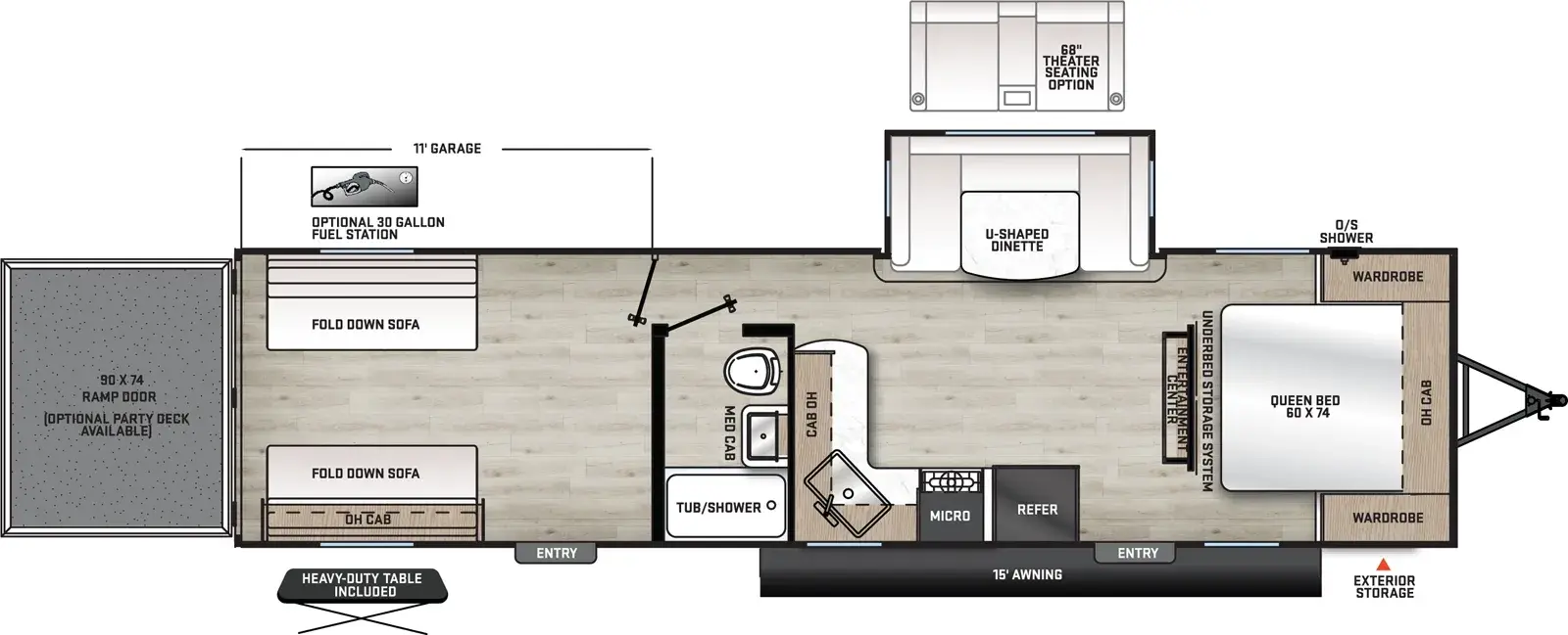 Floorplan diagram for 2026 Aurora Toy Haulers 29ATH