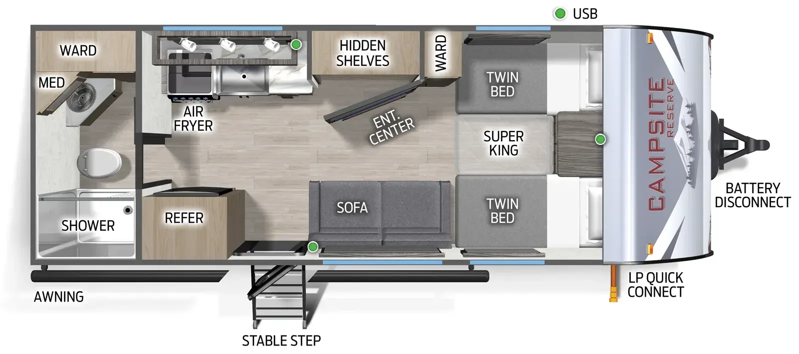 Floorplan diagram for 2026 Campsite Reserve 20AJ