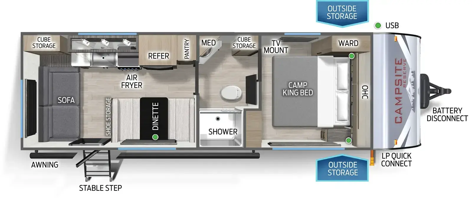 Floorplan diagram for 2026 Campsite Reserve 23SF