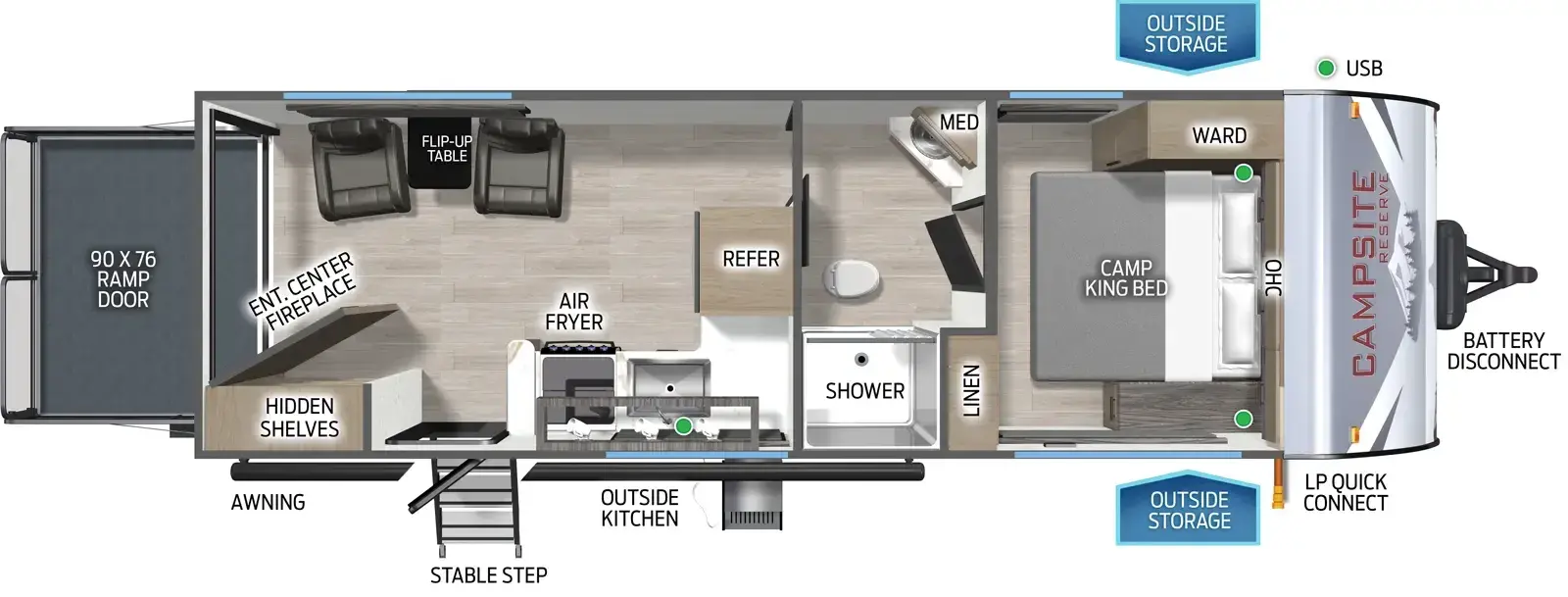 Floorplan diagram for 2026 Campsite Reserve 23TS