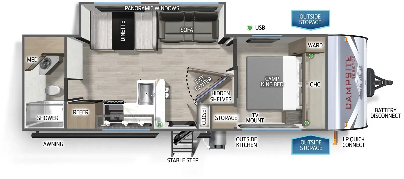 Floorplan diagram for 2026 Campsite Reserve 25MW