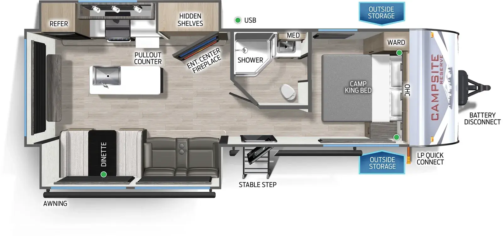 Floorplan diagram for 2026 Campsite Ultra 25JT