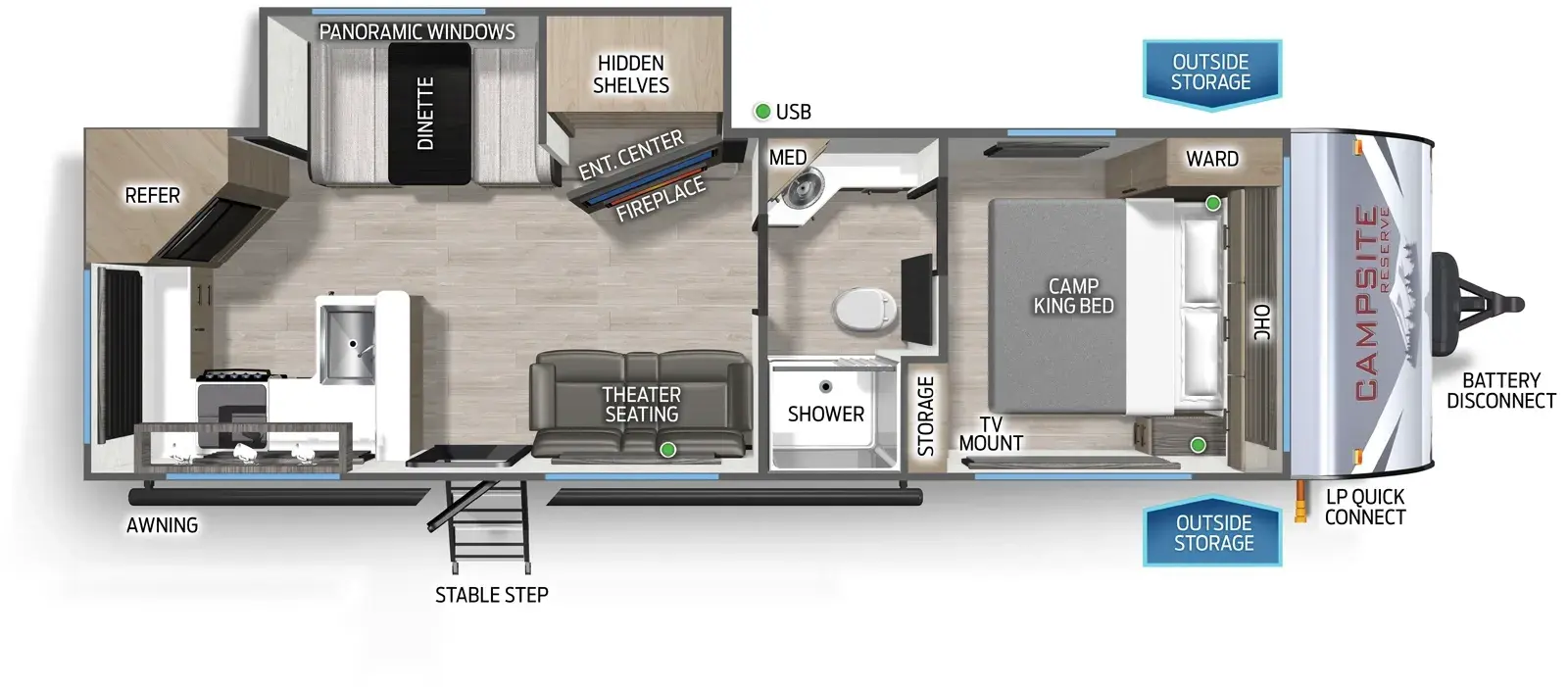 Floorplan diagram for 2026 Campsite Ultra 26TH