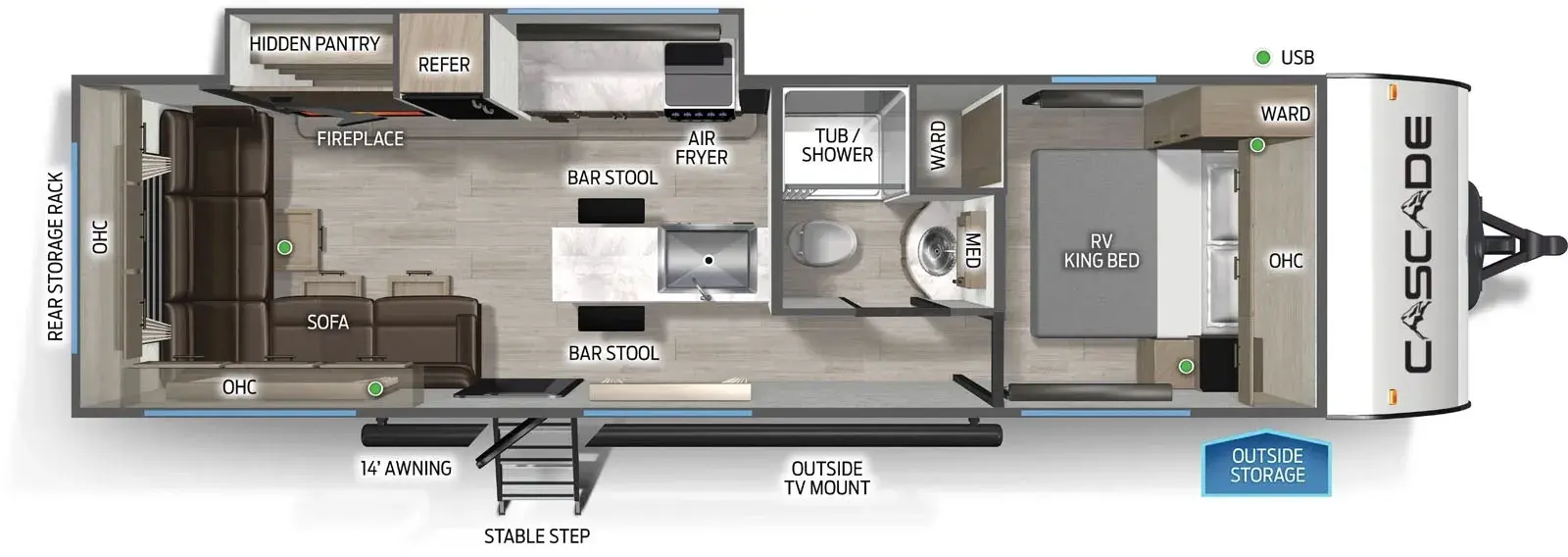 Floorplan diagram for 2026 Cascade 27LHC