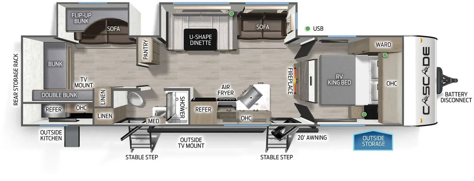 Floorplan diagram for 2026 Cascade 301BHC