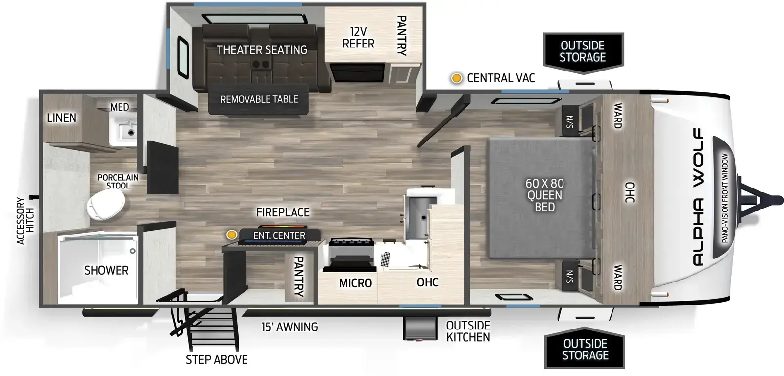 Floorplan diagram for 2026 Cherokee Alpha Wolf 22SW
