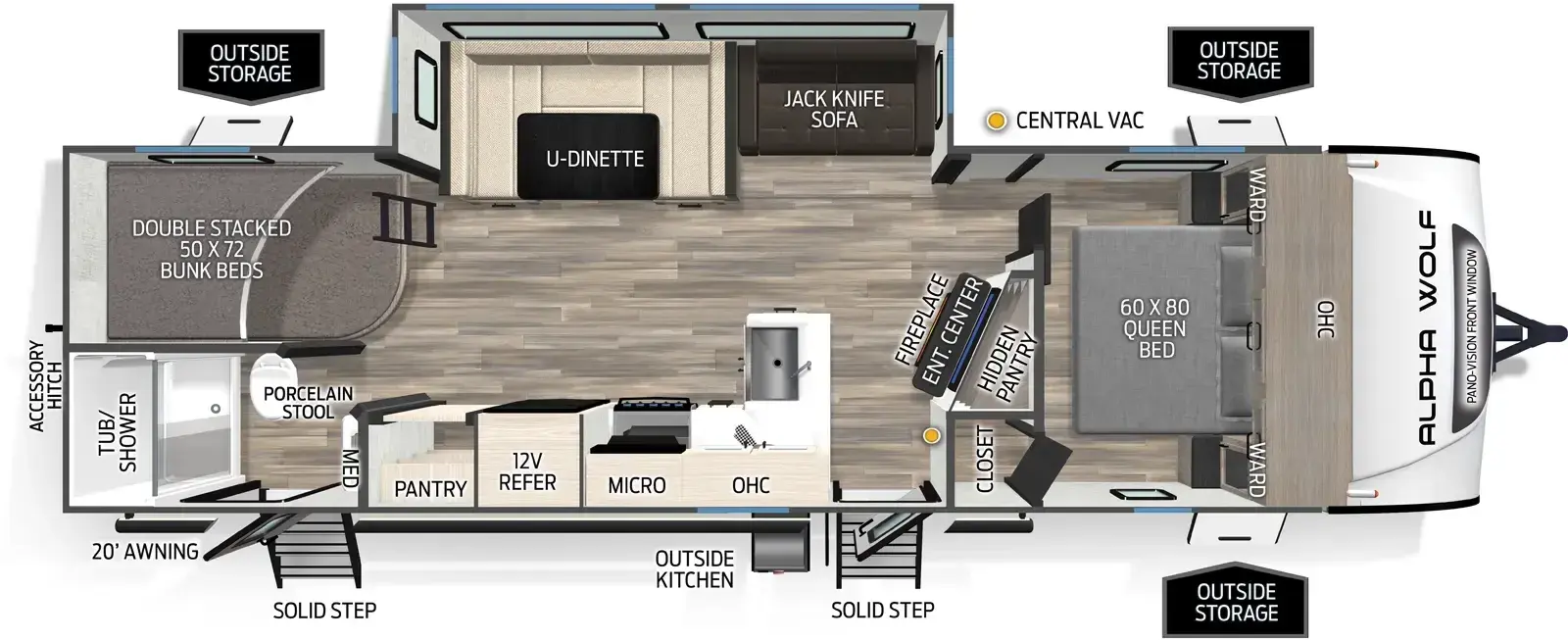 Floorplan diagram for 2026 Cherokee Alpha Wolf 26DBH