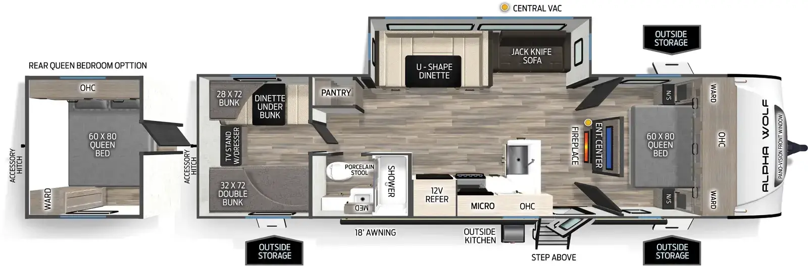 Floorplan diagram for 2026 Cherokee Alpha Wolf 280QBS