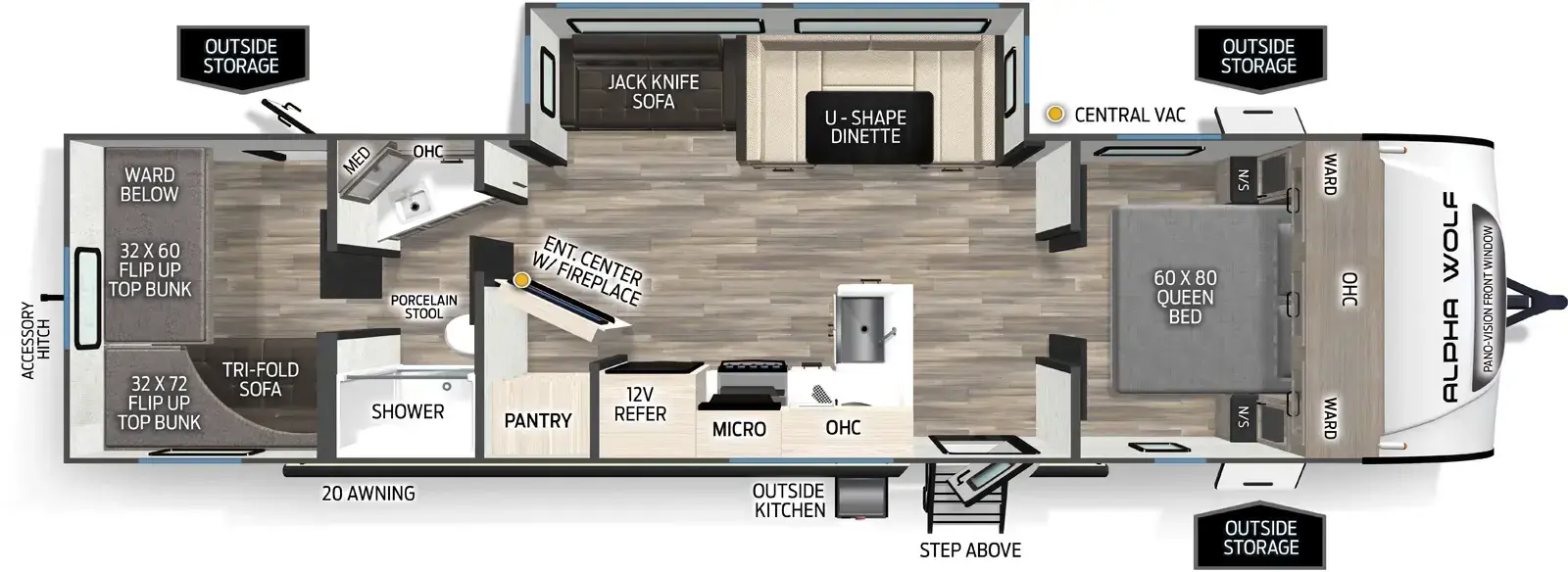 Floorplan diagram for 2026 Cherokee Alpha Wolf 29TB