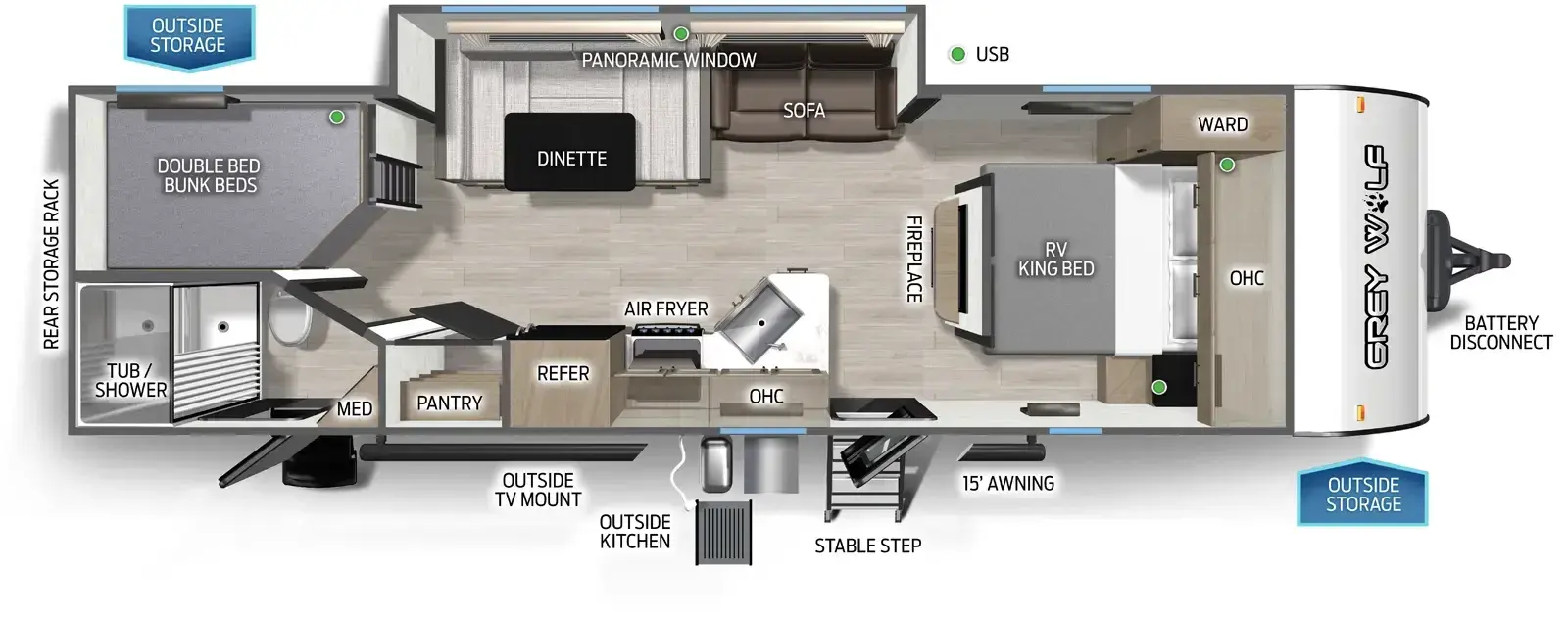 Floorplan diagram for 2026 Cherokee Black Label 26DBHBL