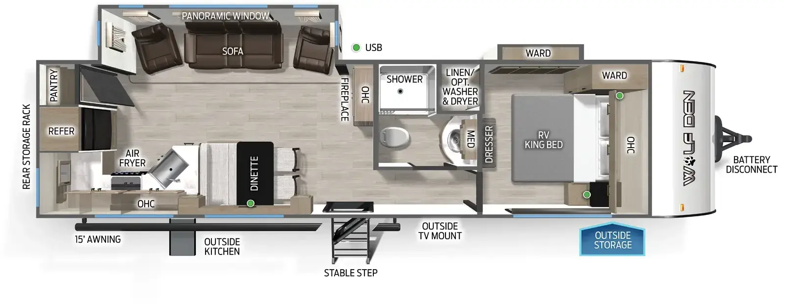 Floorplan diagram for 2026 Wolf Den Cherokee Wolf Den 271RK