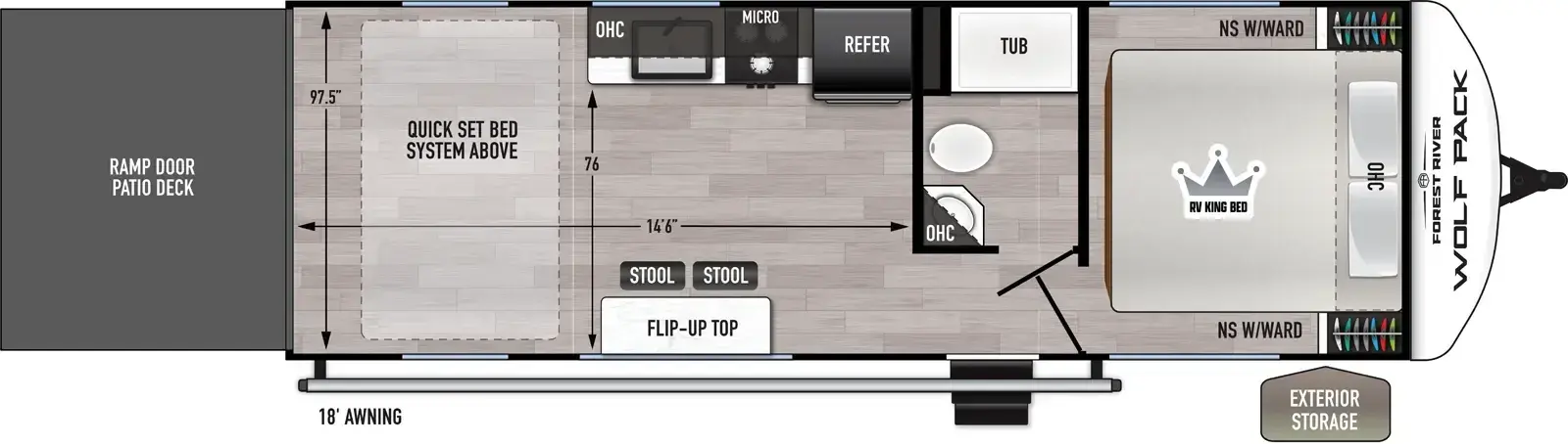 Floorplan diagram for 2026 Wolf Pack Cherokee Wolf Pack 24-14.5