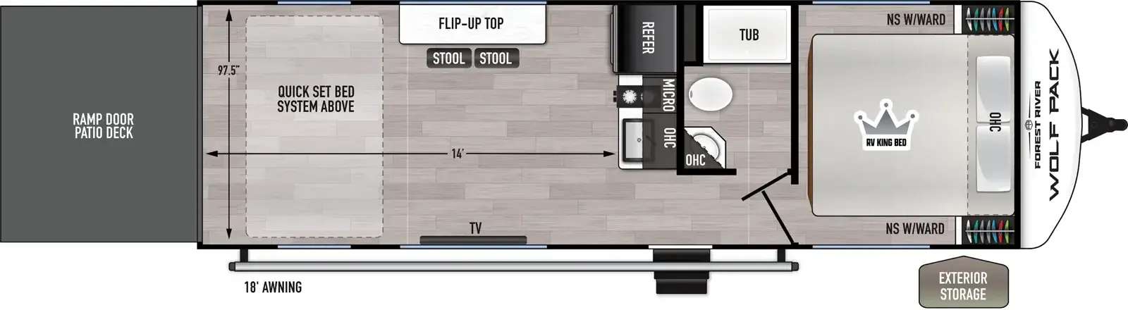 Floorplan diagram for 2026 Wolf Pack Cherokee Wolf Pack 25-14