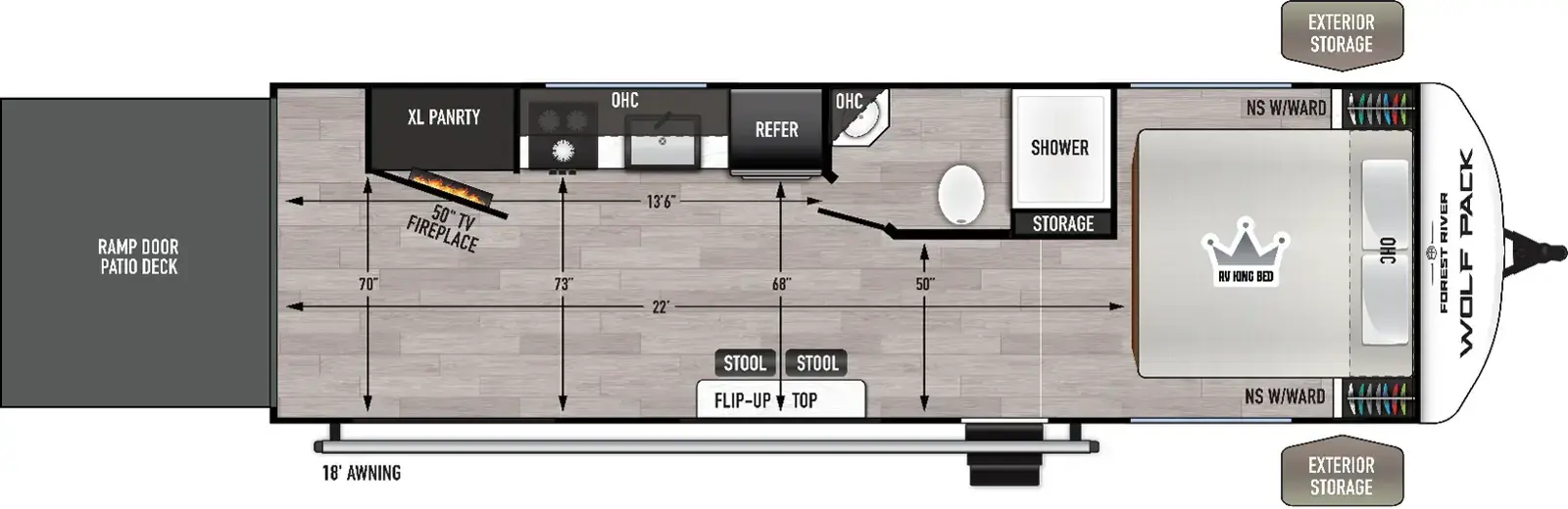 Floorplan diagram for 2026 Wolf Pack Cherokee Wolf Pack 26-13.5